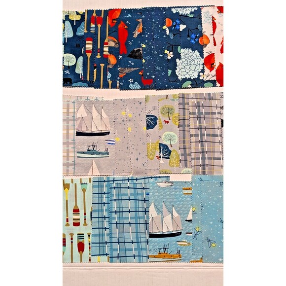 Moda Lakeside Story Sailing Boats Blue 42 5-in Charm Precut Fabric Quilt Squares - Picture 6 of 11